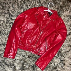 Red leather jacket